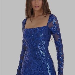 Lucy in the Sky Royal Blue Sequin Long Sleeve Dress